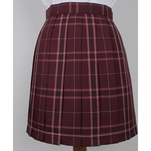 "Lycorisradiata" Sweet Womens Wine Red Plaid Skirt JK Japanese Girl School Uniform Short Pleated Skirt A-Line Necktie Bow Tie