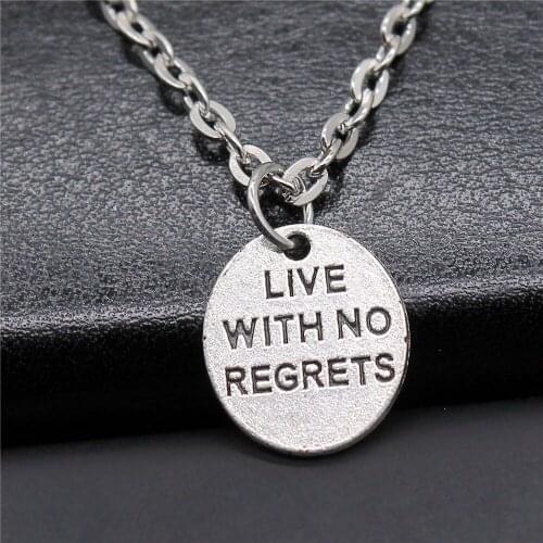 Fashion 2 Colors 15x13mm One Sided Live With No Regrets Charms Pendant NecklaceFor Women Jewelry Gift Dropshipping Products