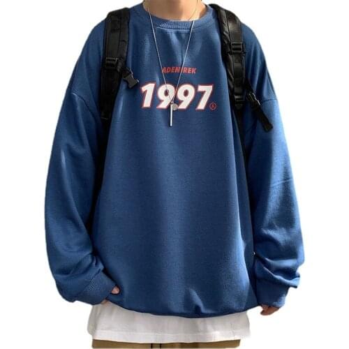 Men Casual Sweatshirts Harajuku 1997 Printed Men Oversized Hoodies Man Casual Loose Pullovers Man Hoodies Men Clothing