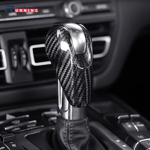 Car Gear Shift Head Cover Trim Real Carbon Fiber For Porsche MACAN 718 911 Panamera Cayman 2009-2020 Car Interior Accessories