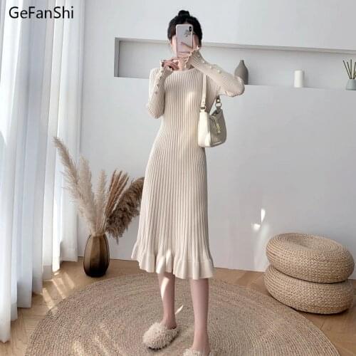 2012 New Fashion Autumn Winter Women Dresses Casual Long Sleeves O-Neck Knitting Dress Elegant Slim Office Lady Dress