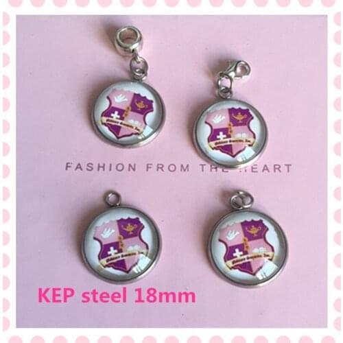 New never fade steel 18mm K Epsilon PSI Clip Art glass pendant charm OPC079 jewelry circular accessory.10pcs/lot