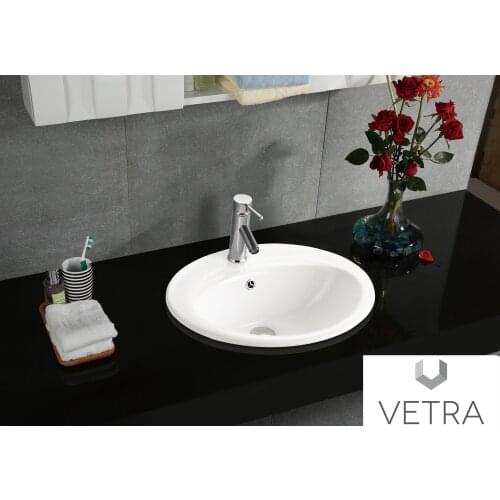 Washbasin GIAVA White Oval Porcelain ENCASTRABLE without grifess 19.5X51X45 CM VETRA