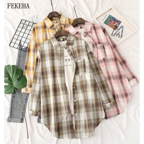 Summer Plaid Shirts Women Blouses Long Sleeve Tops Thin Sun Protection Clothing Female Clothes Outwear 2021 New Arrivals