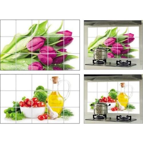 3PC Self-Adhesive Tile Stickers Paper High Temperature Kitchen Oil-Proof Stickers Anti-oil Gas Stove Ceramic Tile Wall Stickers