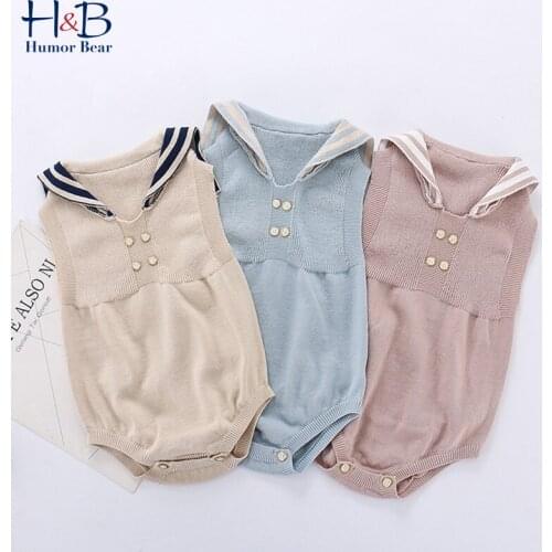 Humor Bear Knitted Warm Jumpsuit 2020 Autumn Winter Handmade Wool Striped Baby Infant Bag Fart Jumpsuit Romper Kids Clothes