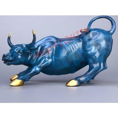 Solid pure copper, hot-burning color technology, money-seeking cattle ornaments, exquisite crafts, ornaments collection
