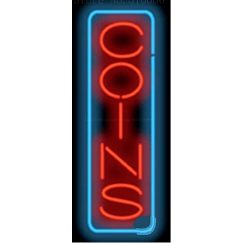 Coins Vertical NEON SIGN REAL GLASS BEER BAR PUB LIGHT SIGNS display Accessory Pawn shop Jewelry Games Advertising Light 17*14"