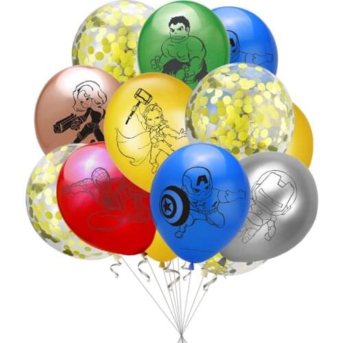 10 Pcs /12 Inch Dinosaur Super Hero Mix Latex Balloon Aluminum Film Balloons Kids Birthday Party Decoration Baby Shower Balloons
