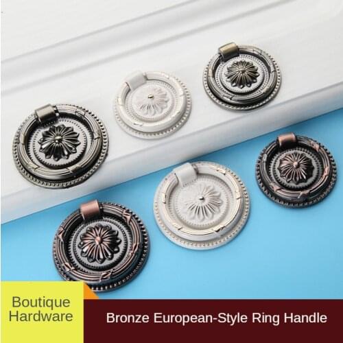 Green/Red Bronze Pull Ring European Style Antique Wardrobe Drawer Knob Kitchen Furniture Cabinet Door Handle Ivory Home