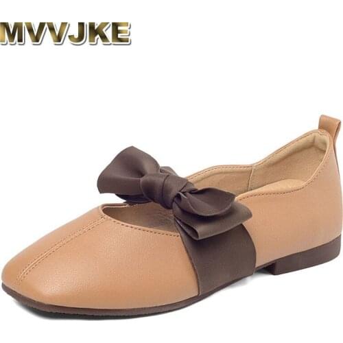 MVVJKE Women Flat Shoes Hard Leather Loafers Comfortable Fold Soft Ladies Wear-resistant Wild Shoes Spring Autumn
