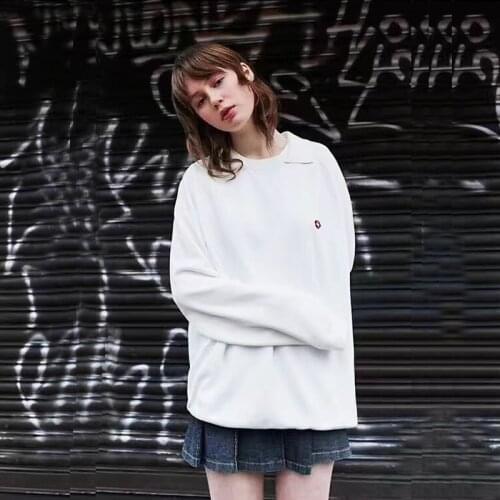 Spring Fashion Women White Pullover Sweatshirts Long Sleeve Loose Ladies Cotton Jumpers Tops Parrot Embroidery High Quality Fall