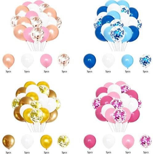 1 Set Metallic Confetti Air Balloons With Ribbon Birthday Party Helium Balloon Decorations Wedding Festival Balon Party Supplies