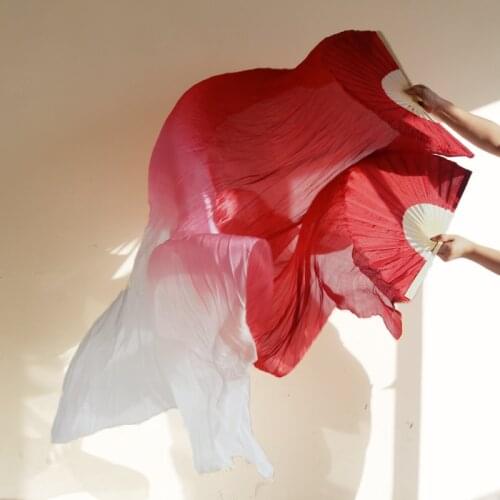 1 Pair 100% Real Silk Fans Belly Dance Silk Fans Classic Size Bamboo Ribs Silk Fans Dance Performance Props Customized Wholesale