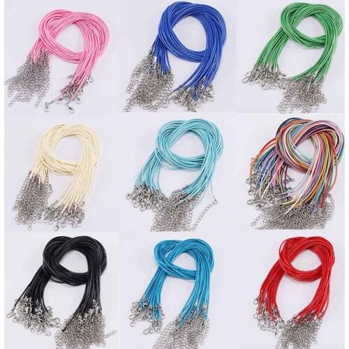 10 Pcs/lot 1.5/2 mm Fauxs Leather Handmade Adjustable Braided Rope Necklaces Pendant Findings Lobster Clasp String Cord Jewelry