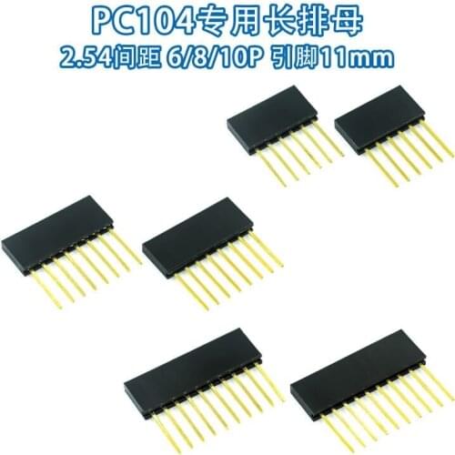 100PCS 2.54MM 6pin 8Pin 10pin 10MM Long Needle Female Pin Header Strip Stackable Header