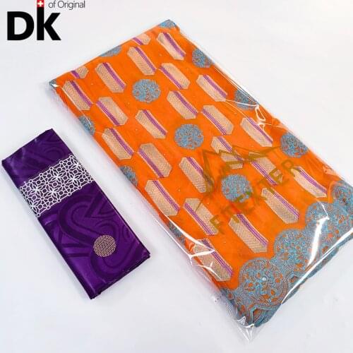 2.5+2.5 Yards Shining Bazin Riche With Swiss Voile Lace 100% Cotton 2021 High Quality Senegal For Wedding Dry Lace Material