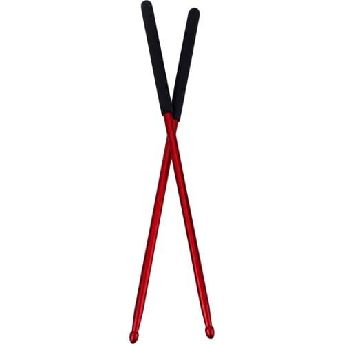 2pcs Aluminum Alloy 5A Drum Mallet Drumsticks Red for Music Bands Exercise