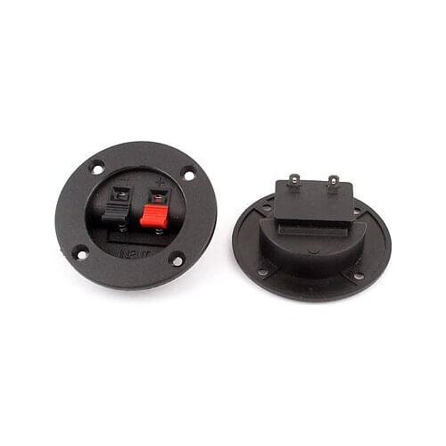 2pcs Round Shape Red Black 2 Position 2 Pin Spring Clip Audio Speaker Terminals