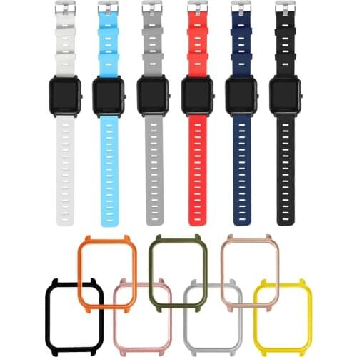 20mm Silicone Wrist Strap Protective PC Case Cover for Huami Amazfit Bip Bit Youth Smart Watch