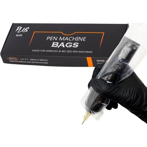 200 Pcs Disposable EZ Pen Machine & Grip Sleeve Cover Bags 60*180 MM for Wireless & Big Size Tattoo Machines