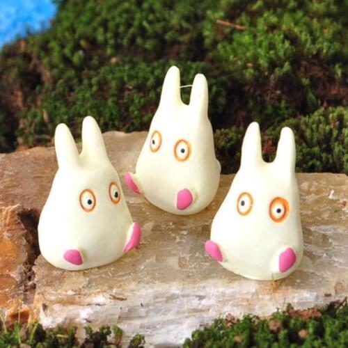 3pcs Fairy Garden Ghibli Studio Tiny White Totoro Mini Garden Accessories Plant / Dollhouse /Garden Decor Terrarium Accessories