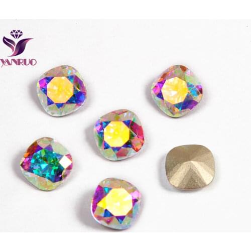 4470 Cushion Cut Square Crystal AB Glass Beads Clear Crystal Sewing Fancy Stones With Claw Settings Sew on Clothes