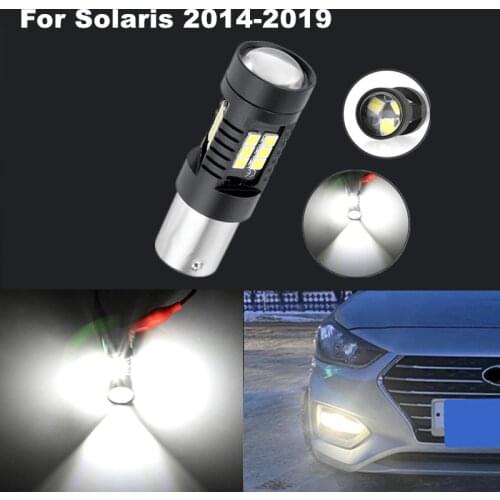 For Solaris 2014 2015 2016 2017 2018 2019 1 pair 1156 BA15S 3030 21SMD P21W Ba15s Canbus White LED DRL