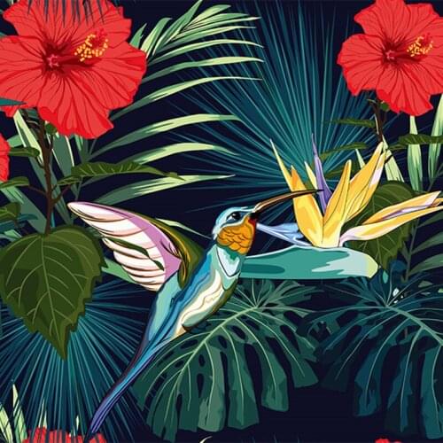 Bikini swimsuit fabric custom cute bird flower pattern dress polyester fabric DIY sewing patchwork T2