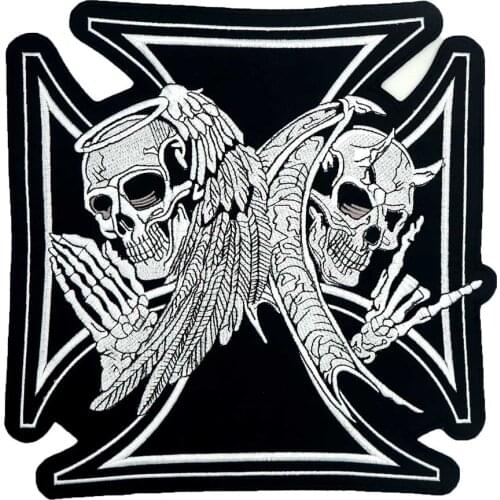 LARGE CROSS skull MOTORCYCLE BACKING Embroidered biker Patches