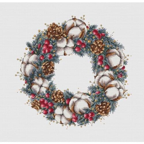 ZZ1716 DIY Homefun Cross Stitch Kit Packages Counted Cross-Stitching Kits New NOT PRINTED Cross stich Painting Christmas Wreath