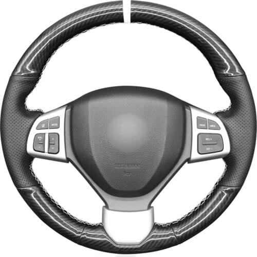 Black Artificial Leather PU Carbon Fiber Car Steering Wheel Cover for Suzuki Swift Sport 2012-2017 Vitara S 2016 2017 2018 2019