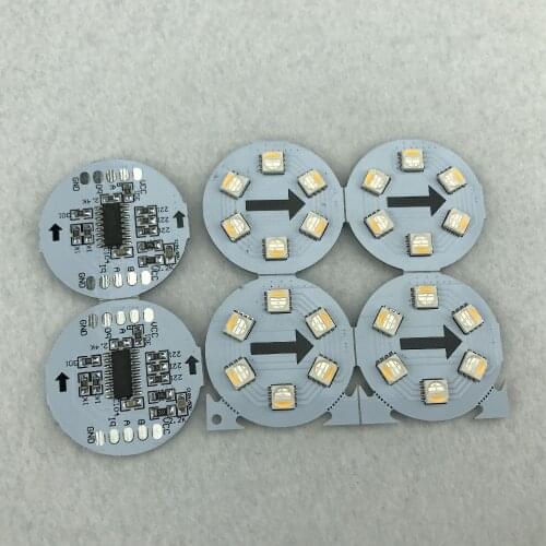 DC24V RGBW DMX512(UCS512 chip);5050 SMD addressable pixel PCBA,6 piece of 5050 SMD LED;1.44W;34mm diameter round type