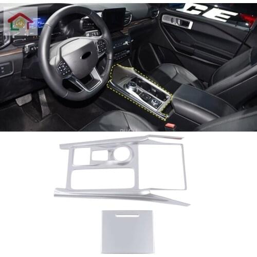 For Ford Explorer 2020 2021 Carbon Fiber Style Gear Shift Panel Center Console Cover Trim Frame Car Styling Sticker