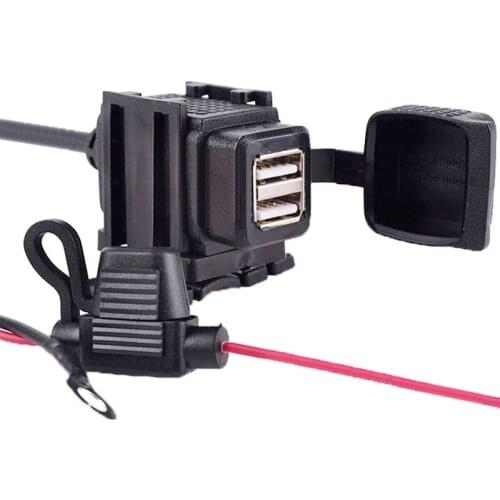 Dual USB Port 12V Waterproof Motorbike Motorcycle Handlebar Charger Adapter Power Supply Socket for Phone GPS MP4 DC 5V 2.1A