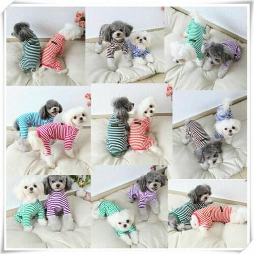 Pet Autumn Puppy Cat Teddy Jumpsuit Dog Winter Pajamas Clothes Stripe Sleepwear