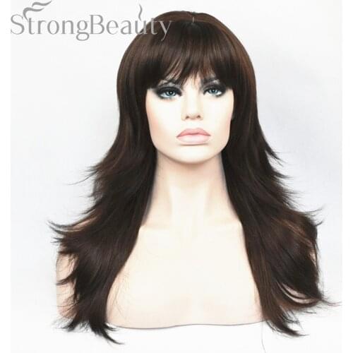 Strong Beauty Synthetic Hair Natural Blonde Black Brown Long Wavy Women Wigs