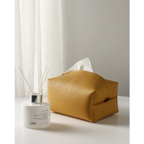 Creative Leather Tissue Box Home Living Room High-end Light Luxury Paper Box Car Simple Napkin Carton