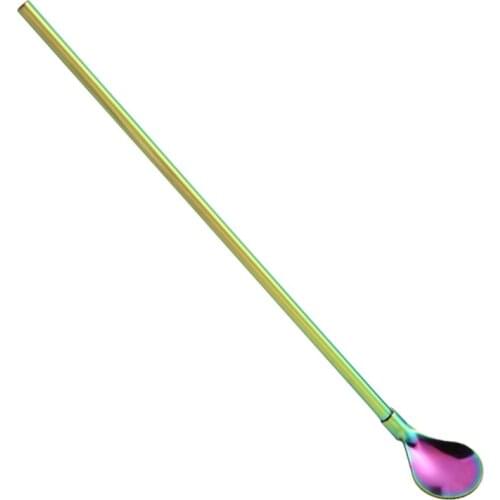 Stainless Steel Material Spoon Straw 3 Colors to Choose Reusable Long Handle Multifunction 2 in 1 Dring Straw for Childs