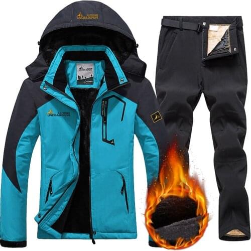 Ski Suit for Women Waterproof Ski Jacket Pants Skiing Snowboard Set Womens Winter Fleece Warm Snow Clothing Outdoor Sports Wear