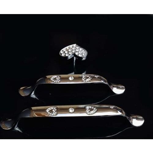 Fashion creative rhinestone dresser wine cabinet door handles silver k9 crystal drawer cabinet cupboard knobs pulls 128mm 96mm