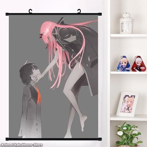Fashion Anime CODE:016 HIRO KOKORO ZERO TWO ICHIGO Wall Scroll Mural Poster Wall Hanging Poster Otaku Home Decor Collection Gift