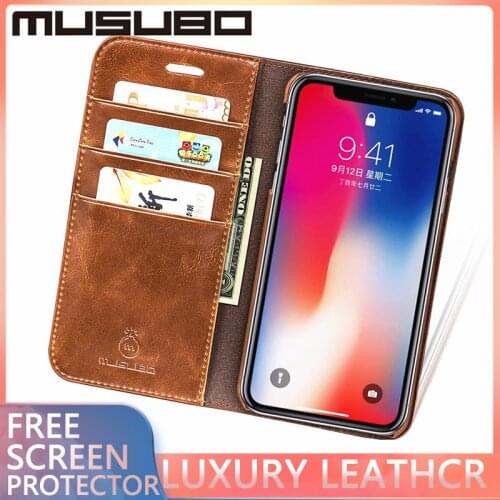 MUSUBO Luxury Leather Case For iPhone XS XR MAX Capa Flip Shockproof Magneti Case For iPhone 11Pro MAX Card Holder Wallet Cover