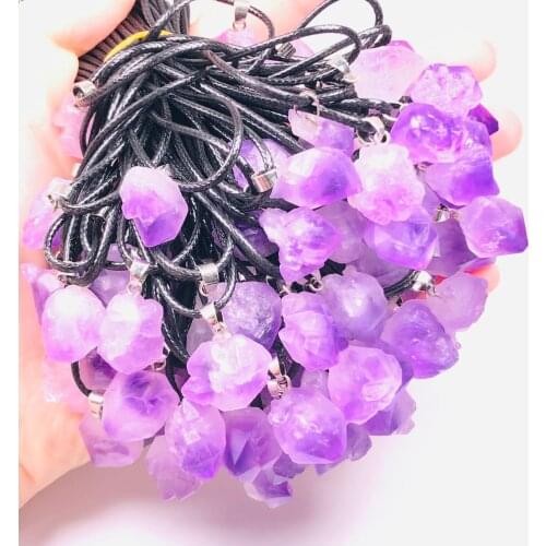 Natural Crystal Pendant Brazil Amethyst Stones Reiki Fashion Mineral Jewelry For Women Or Man