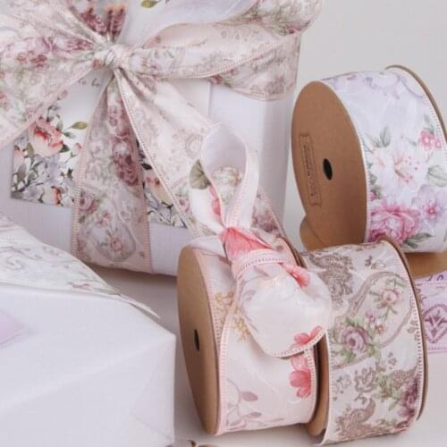 2018 New Arrival 10 Yrds/roll Wedding Party Decoration Ribbon Floral Print Ribbon for Gift Cake Flower Packing DIY Accessories