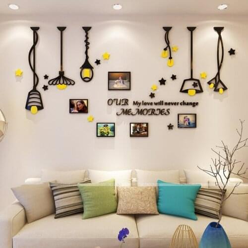 Large Stickers Sets 3D Wall Sticker Room Decor with Photo Frame Wall Poster Decals for Kids House Modern Bedroom Home Decoration