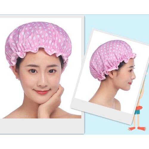 Lovely Thick Women Shower Caps Colorful Double Layer Bath Shower Hair Cover Adults Waterproof Kitchen Hats Home Bahroom Utensil