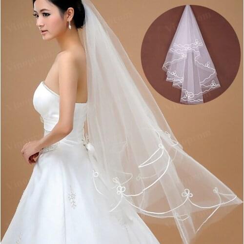 One Layer Pencil Edge White Cheap In Stock New Fashion Tulle Wedding Veil|Bridal Veils