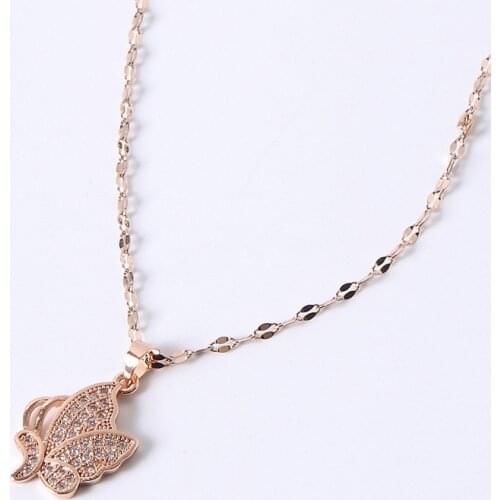 Titanium Steel Butterfly Necklace For Women Choker Chains Necklace Pendant Gifts For The New Year Chain On The Neck