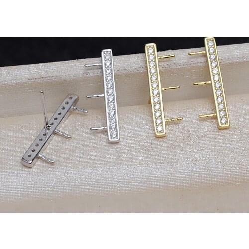 New Fashion 925 Sterling Silver Earrings Findings Mountings Settings Jewelry Parts Fittings for Coral Jade Agate Beads Crystal